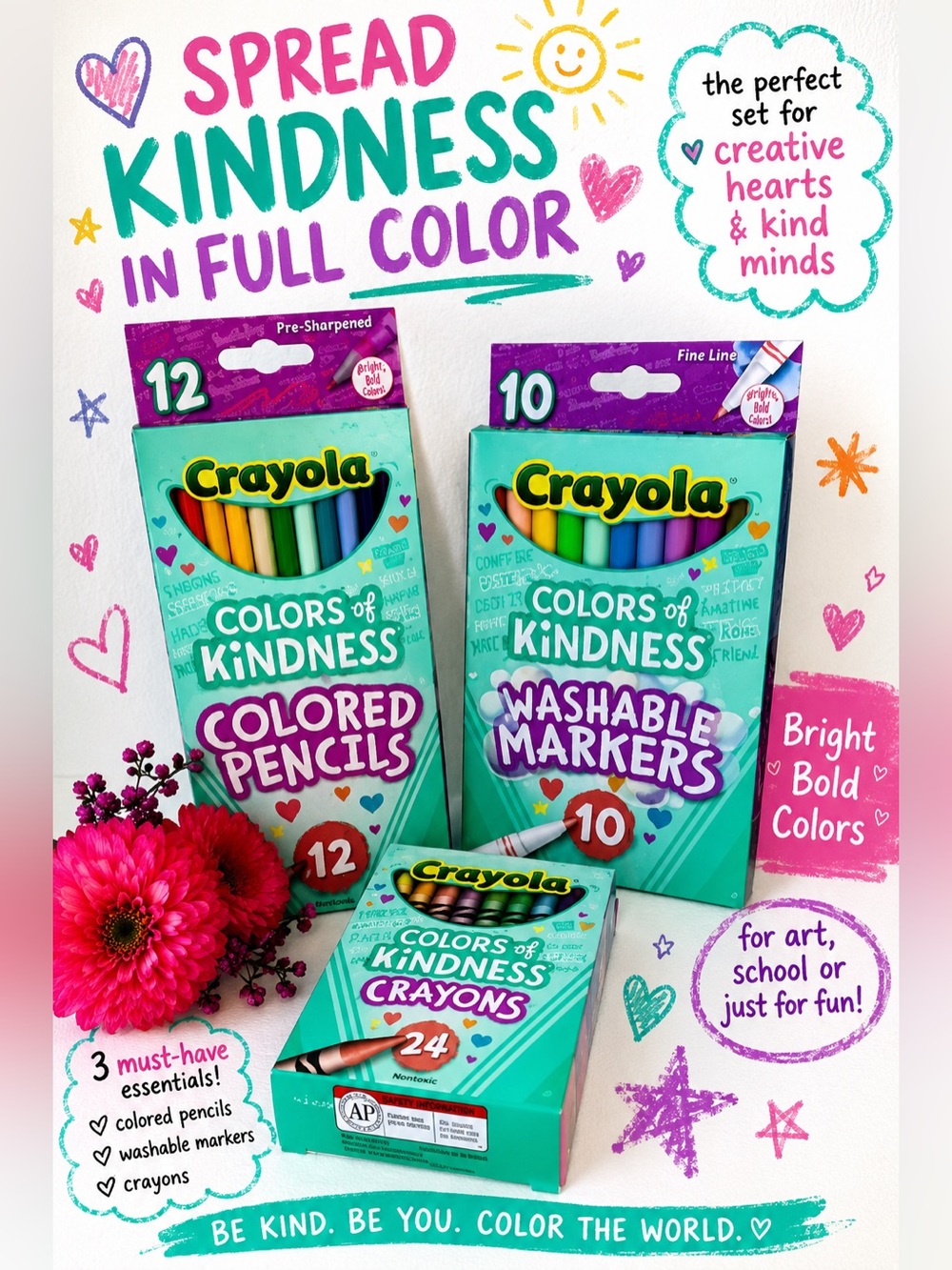 Crayola Colors of Kindness Bundle | Pencils Markers Crayons